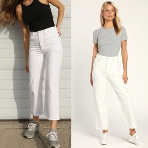 Levi’s Ribcage Ankle Jeans White Denim Button Fly Size 24